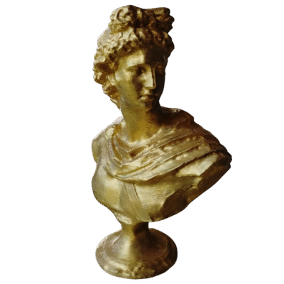 Escultura Busto Dios Griego Apolo Pintado Dorado Deco 3d