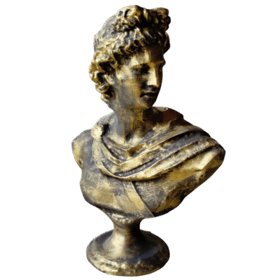 Escultura Busto Dios Griego Apolo Pintado Símil Bronce 3d