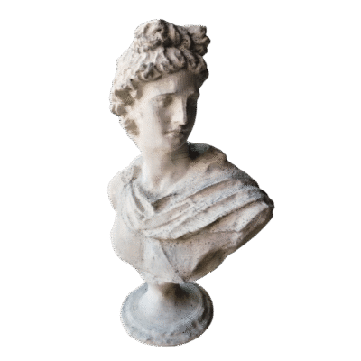 Escultura Busto Dios Griego Apolo Pintado Símil Mármol 3d