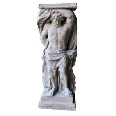 Estatua Figura Del Titan Atlas Pintado Simil Marmol Deco 3d