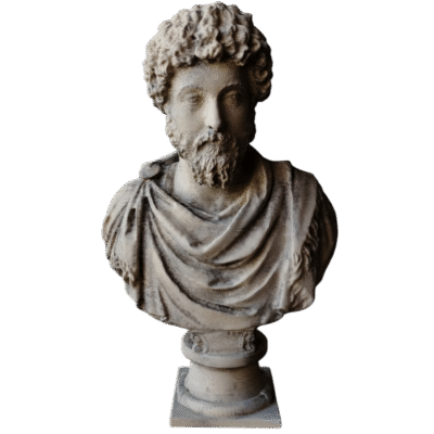 Busto Marco Aurelio Del Louvre Pintado Beige Símil Mármol