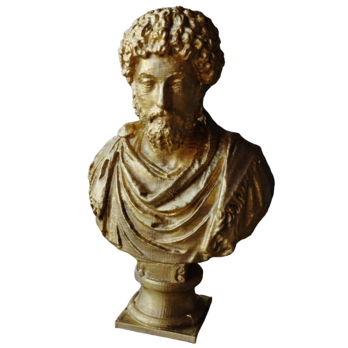 Busto Marco Aurelio Del Louvre Pintado A Mano Dorado Deco