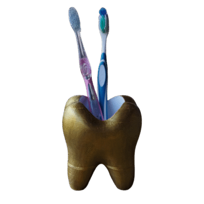 Porta Cepillo De Dientes O Lapicero Muela Dorado Pintado