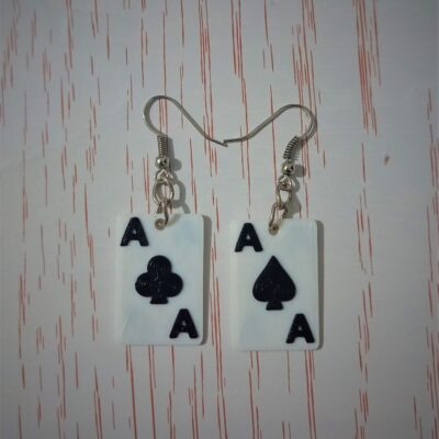 Aros Colgantes Cartas Ases De Poker Impresion 3d Aritos