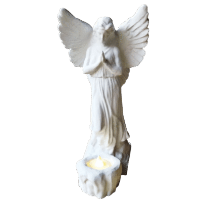 Estatua Ángel Rezando 3d Portavelas 25cm + Vela Led + Pila