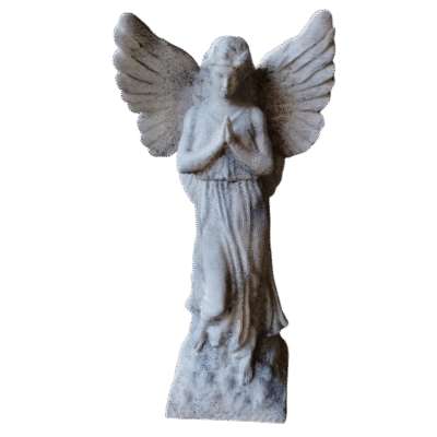 Estatua Ángel Rezando Pintado Símil Mármol Decoración 3d