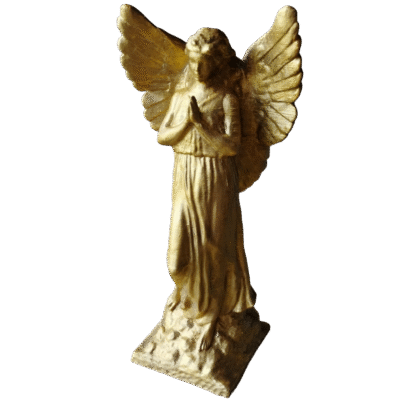 Estatua Angel Rezando Pintado Color Dorado Decoración 3d