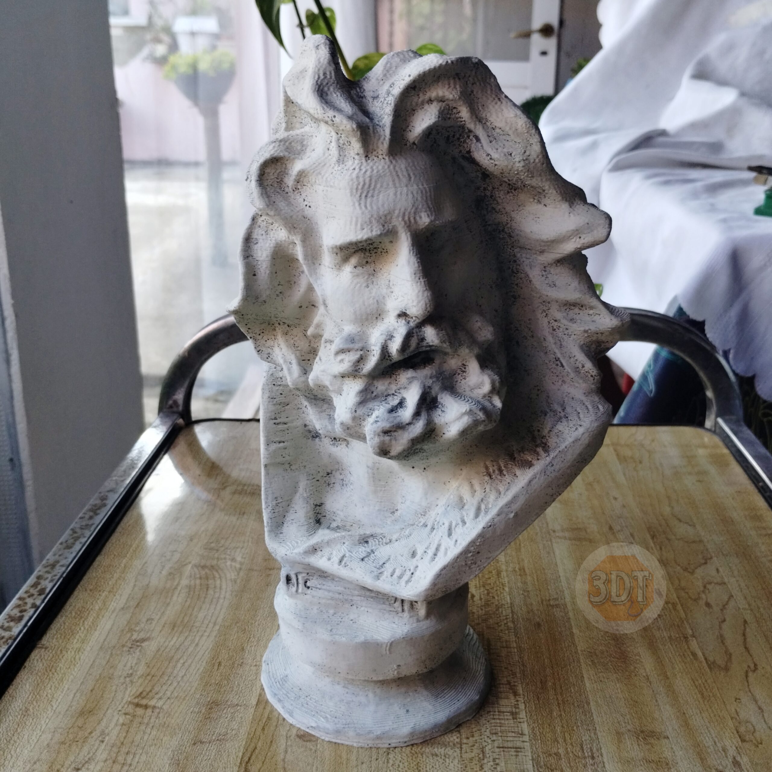 Busto Zeus Dios Griego Pintado Símil Mármol Escultura 3d - Image 2