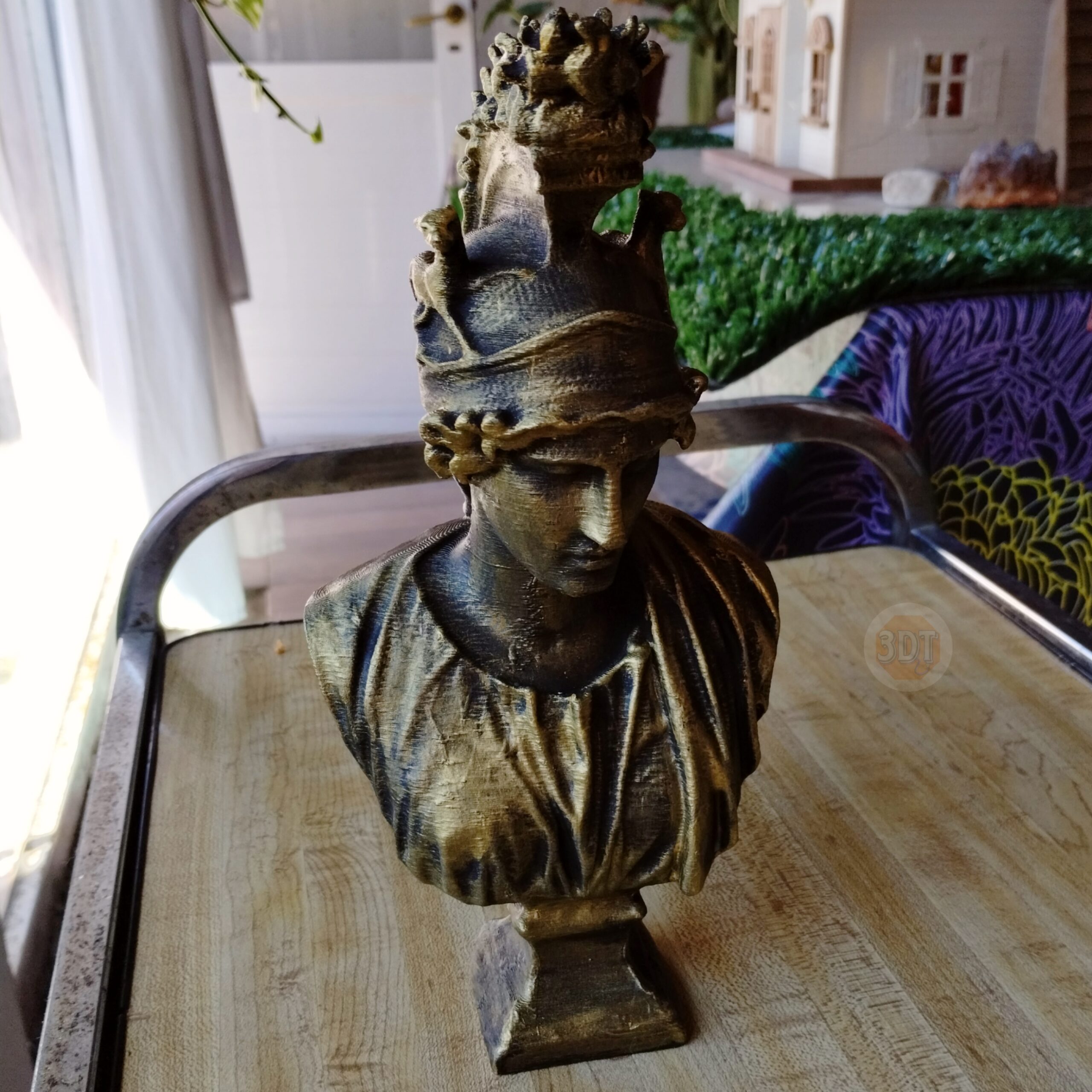 Estatua Clásica Busto La Diosa De Roma Símil Bronce Deco 3d - Image 2