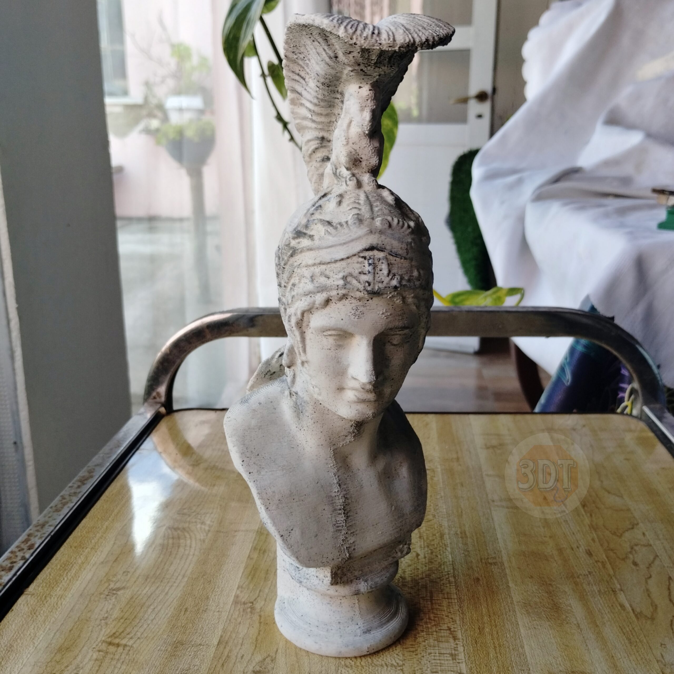 Estatua Griega Busto De Ares Símil Mármol Pintada Decoración - Image 2
