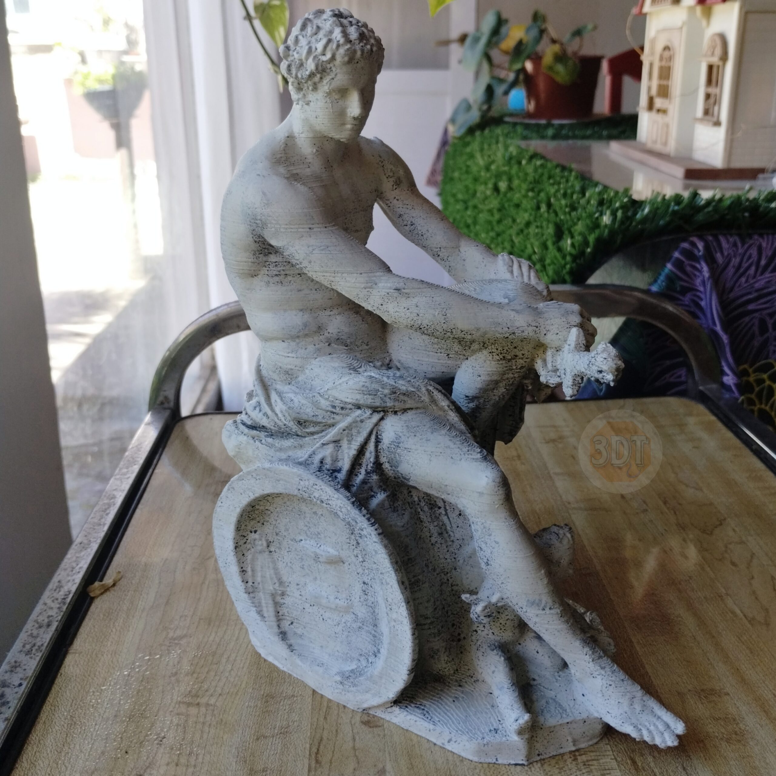 Estatua Ares De Ludovisi Pintado Símil Mármol Decoración 3d - Image 2