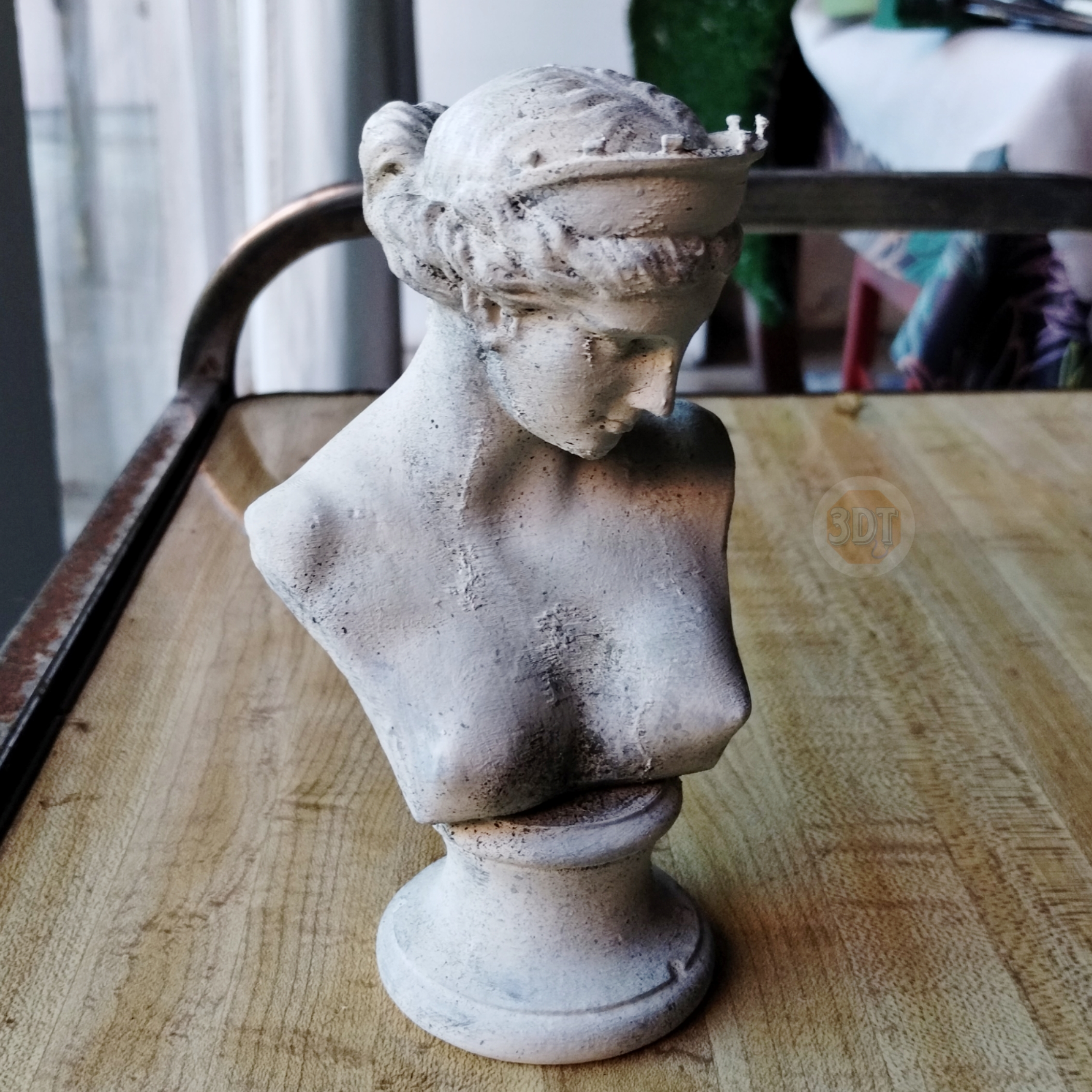 Escultura Busto Venus De Capua 15cm Pintado Símil Mármol 3d - Image 2