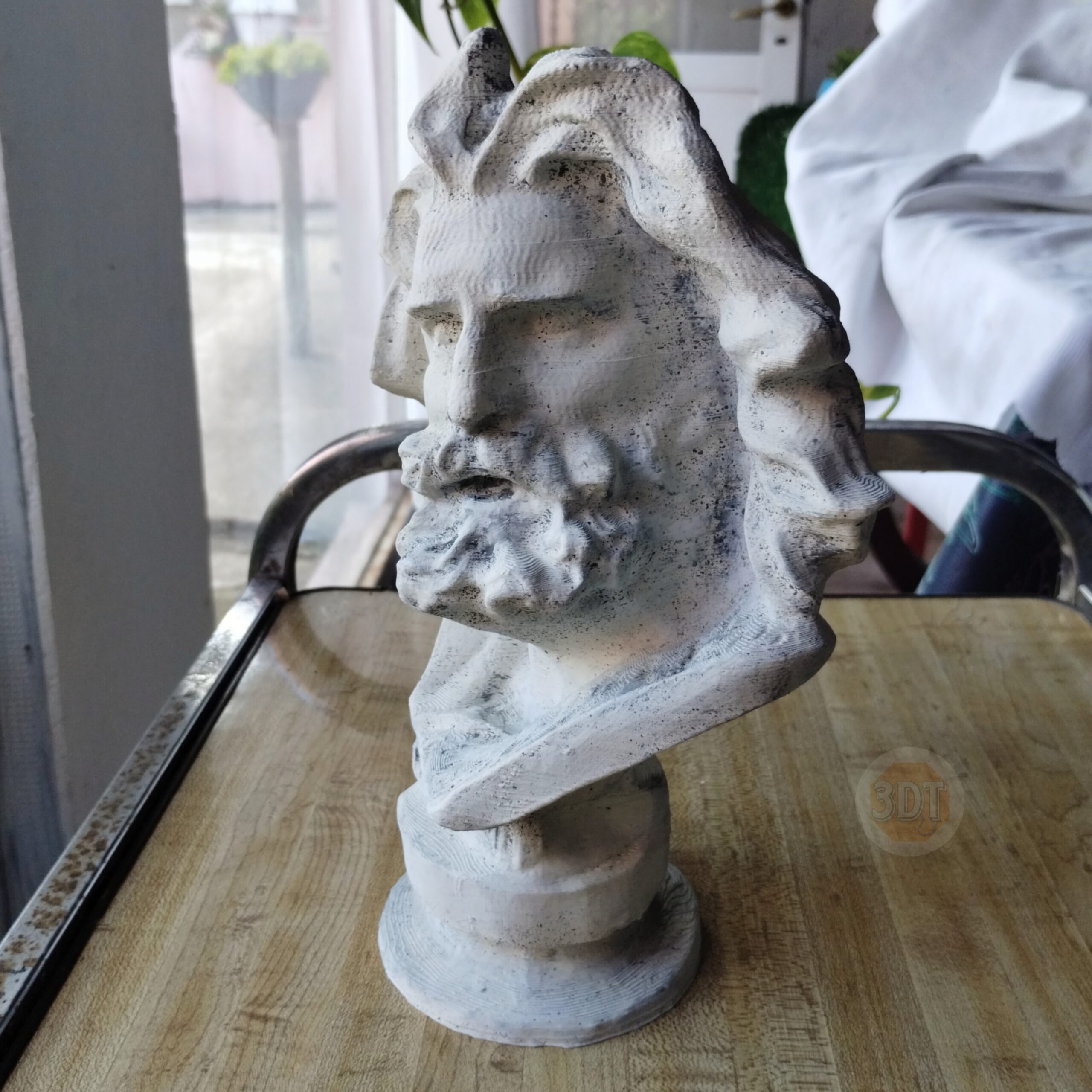 Busto Zeus Dios Griego Pintado Símil Mármol Escultura 3d - Image 3