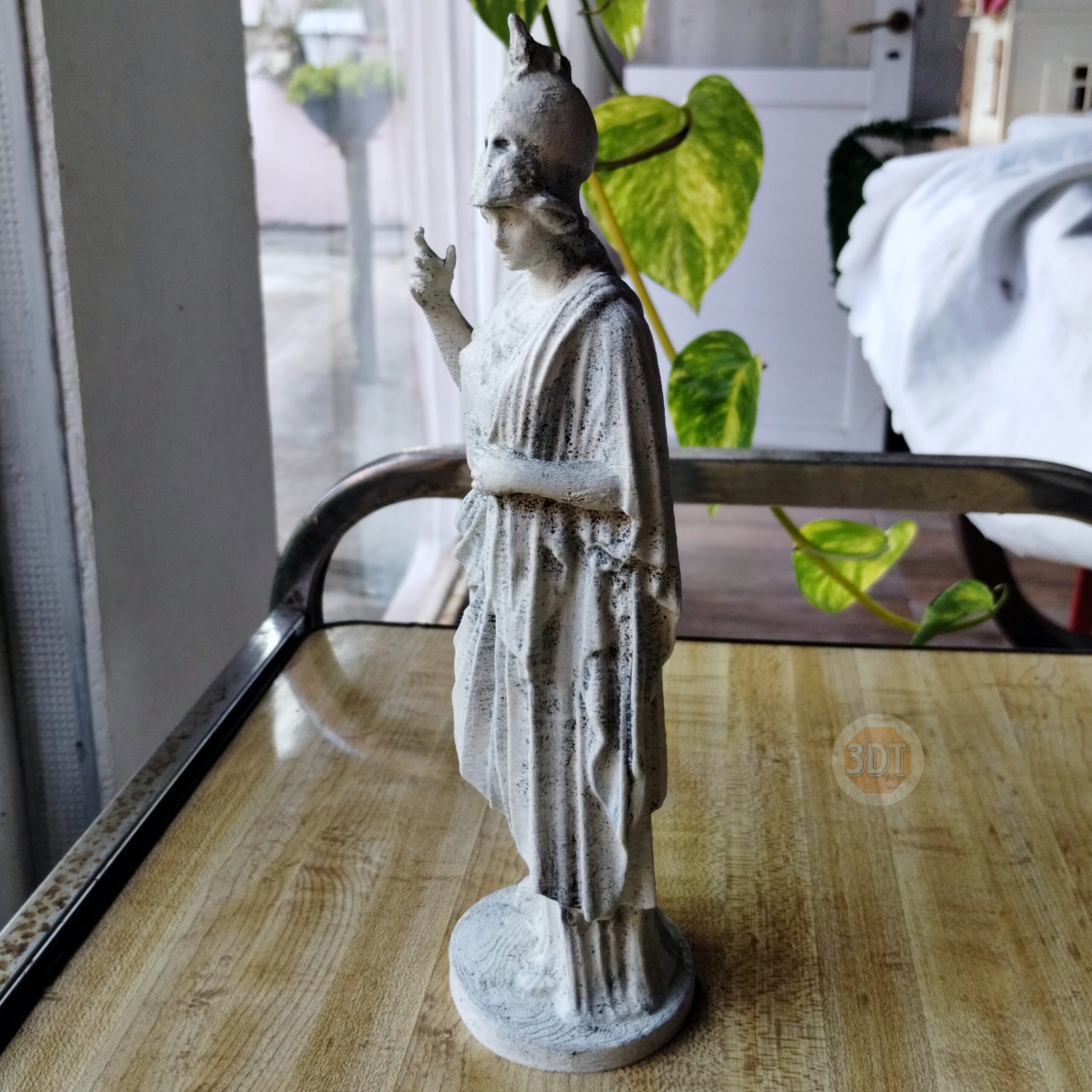 Estatua Figura Diosa Atenea Griega Pintada Símil Mármol 3d - Image 3