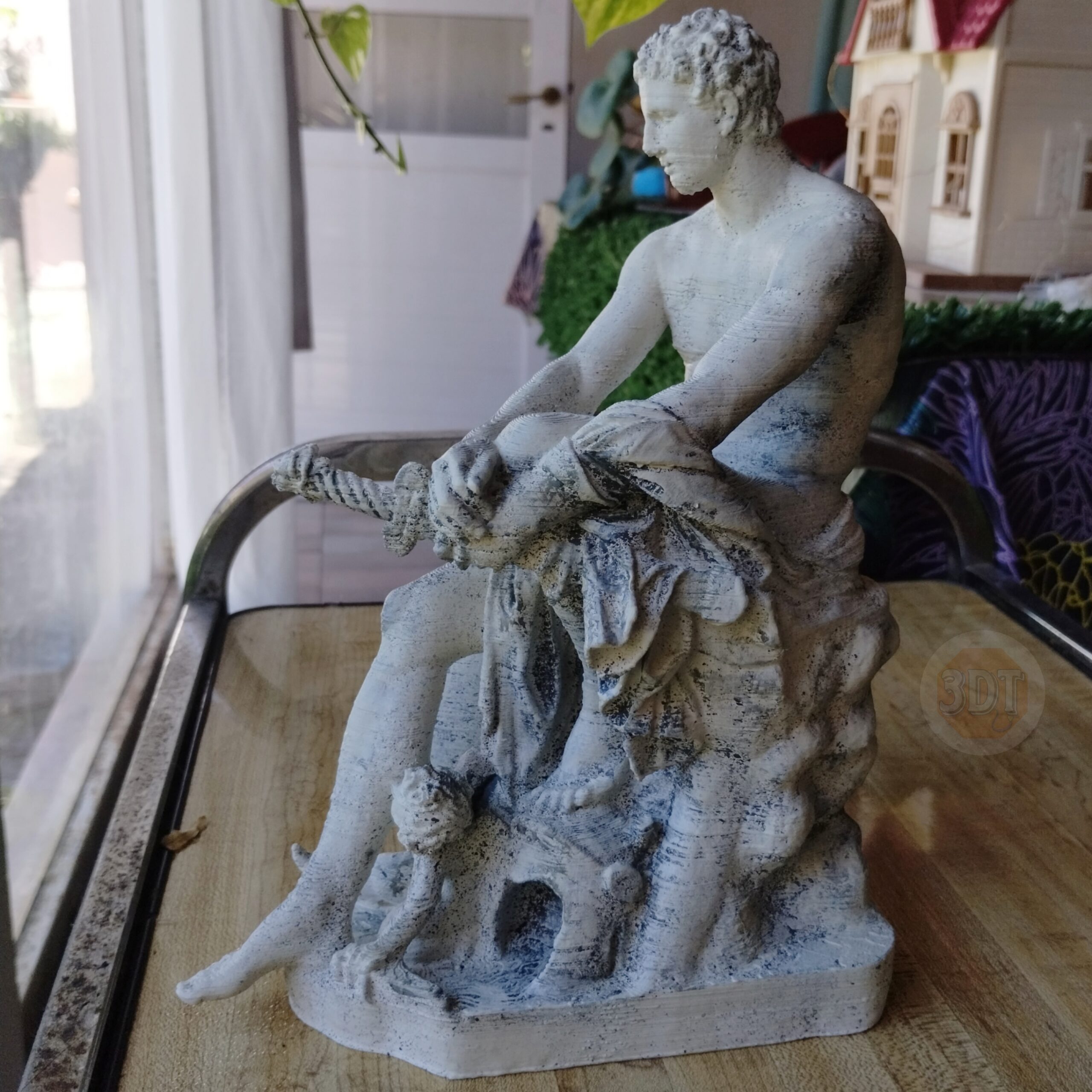 Estatua Ares De Ludovisi Pintado Símil Mármol Decoración 3d - Image 3