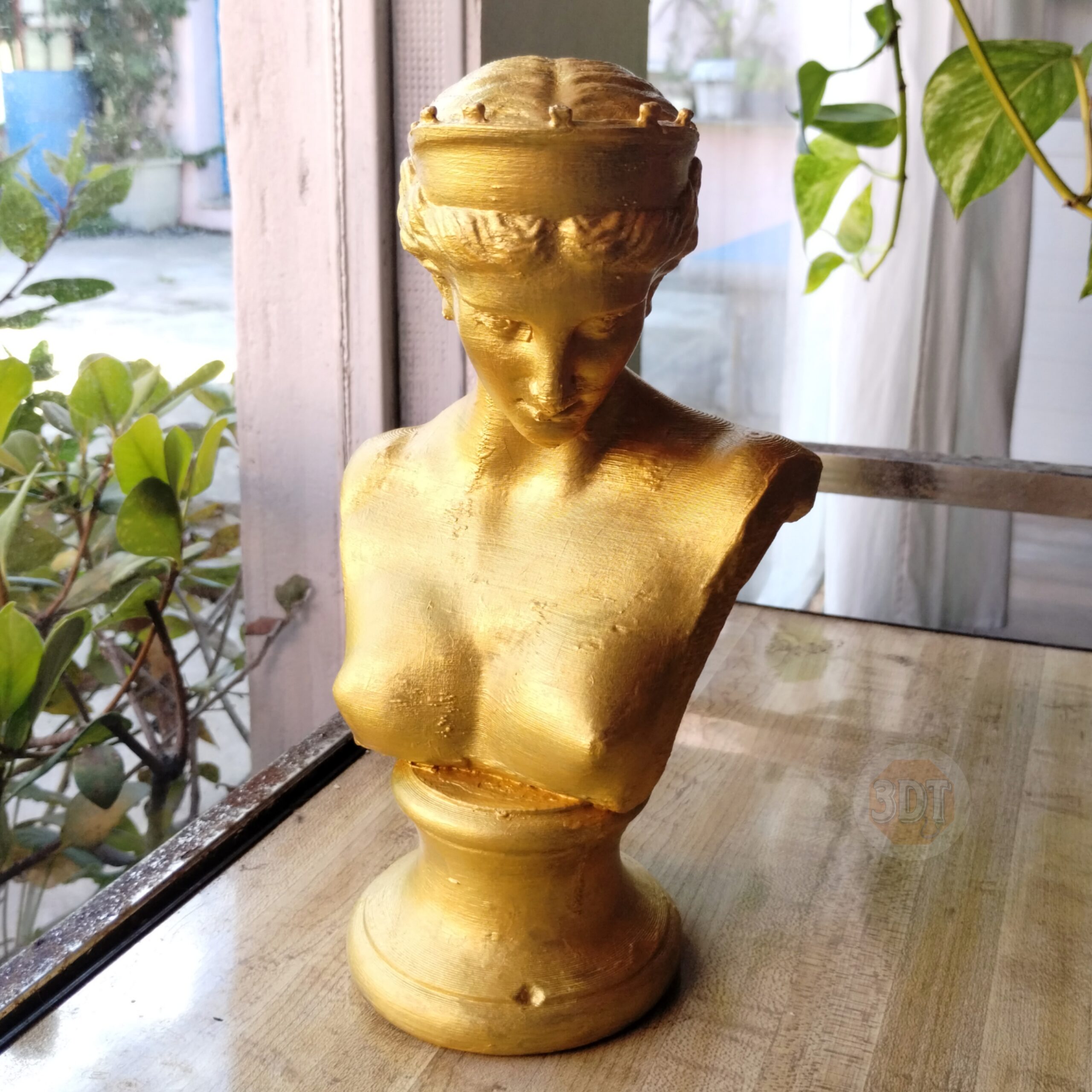 Estatua Venus De Capua Símil Dorada Clásica Romana Busto 3d - Image 3