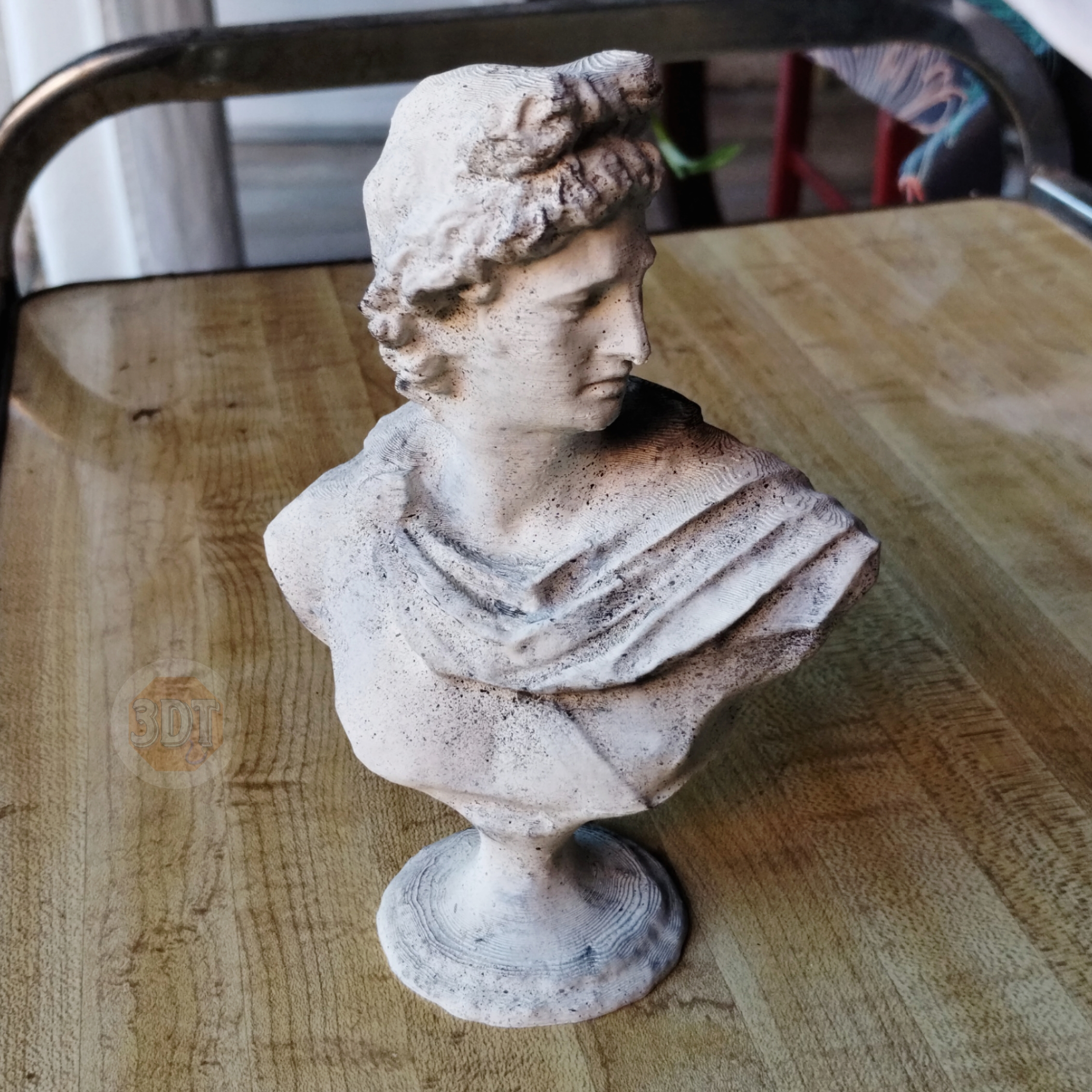 Escultura Busto Dios Griego Apolo 15cm Pintado Símil Mármol - Image 3