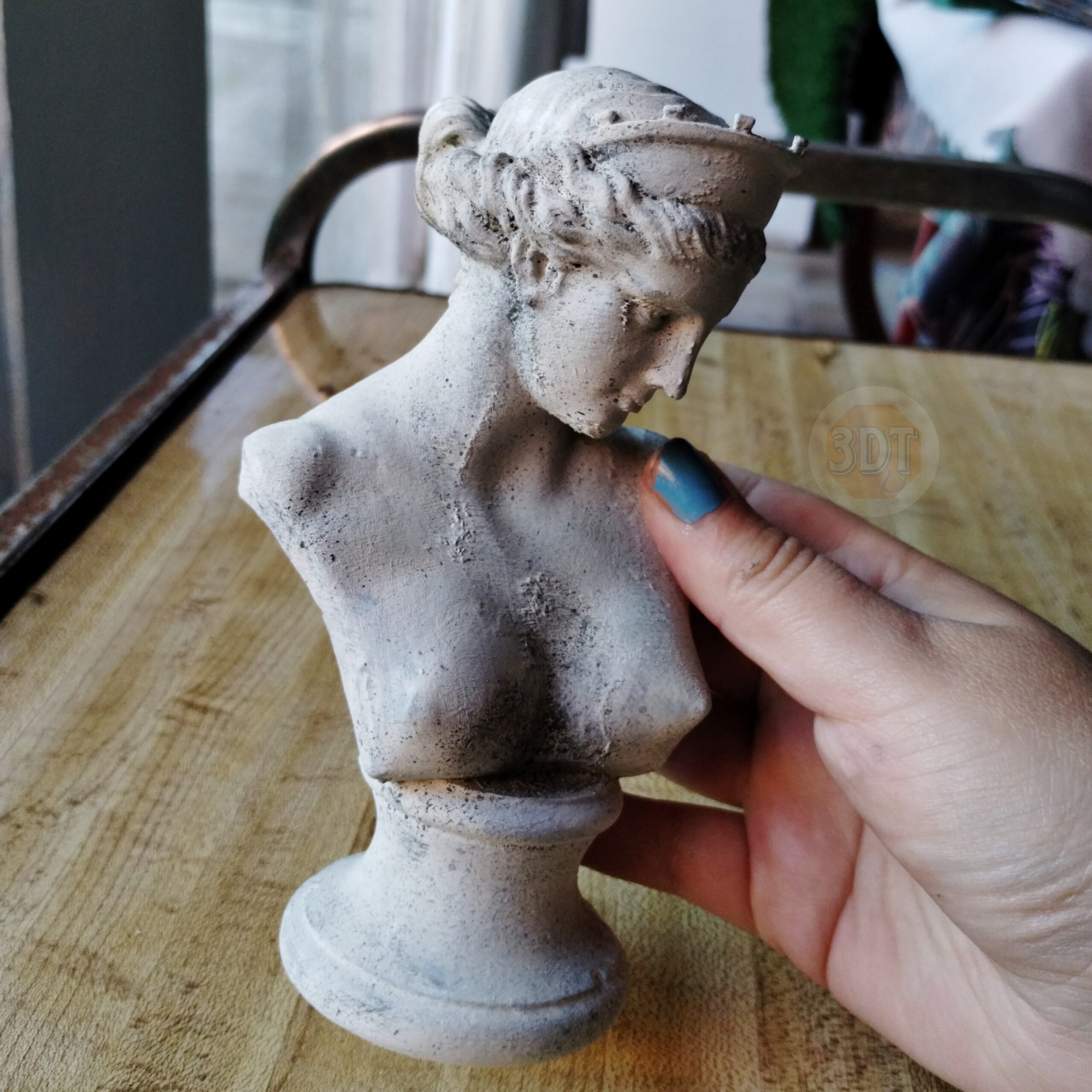 Escultura Busto Venus De Capua 15cm Pintado Símil Mármol 3d - Image 3