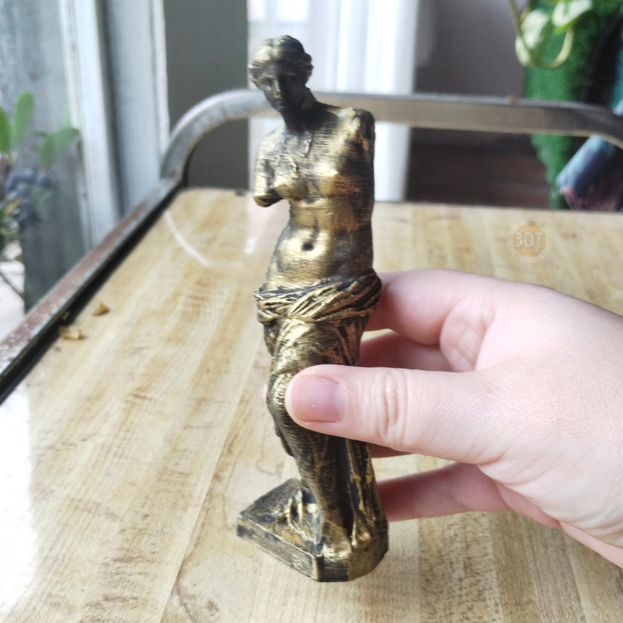 Estatua Venus De Milo Pintada Simil Bronce 15cm Clásica 3d - Image 3