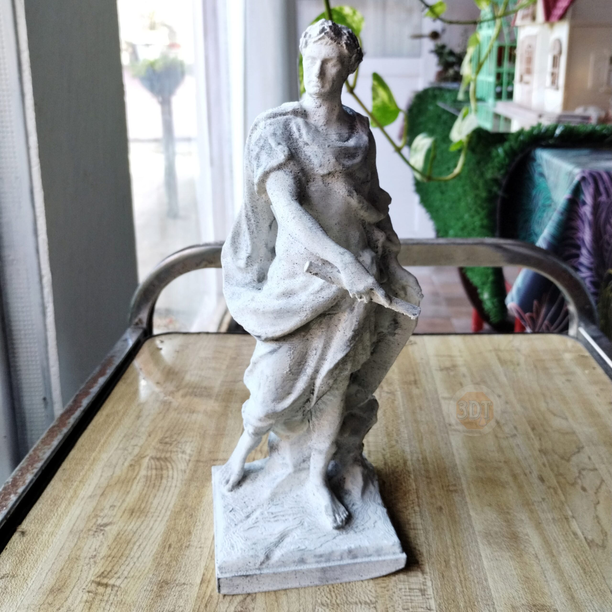 Estatua Figura Julio César Del Louvre Pintada Símil Mármol - Image 3