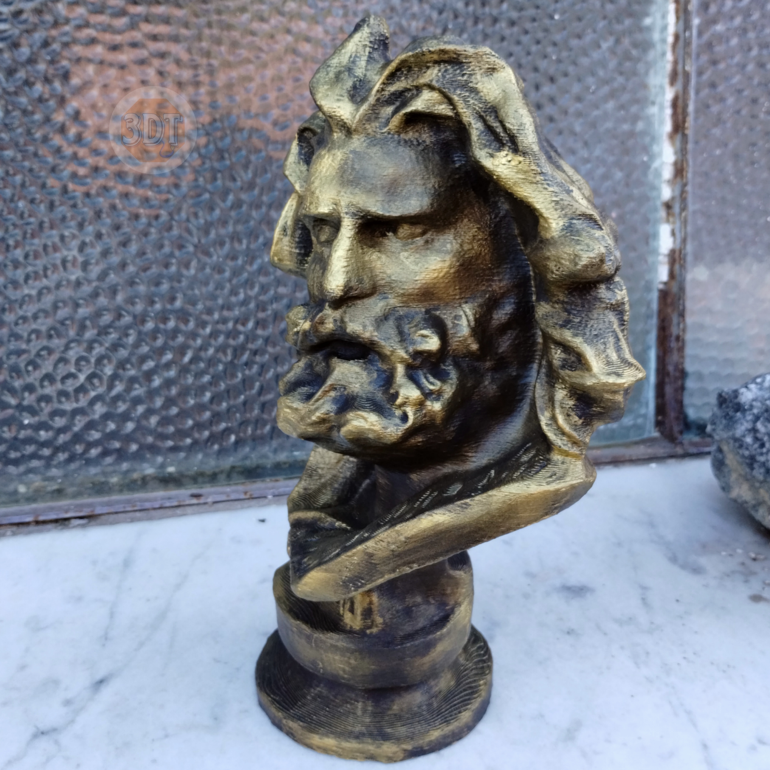 Busto Zeus Dios Griego Pintado Símil Bronce Escultura 3d - Image 4