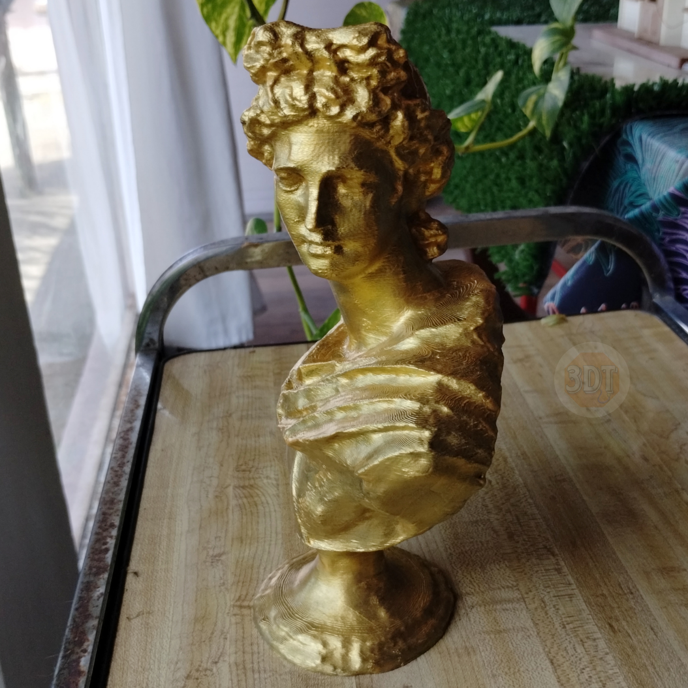 Escultura Busto Dios Griego Apolo Pintado Dorado Deco 3d - Image 4