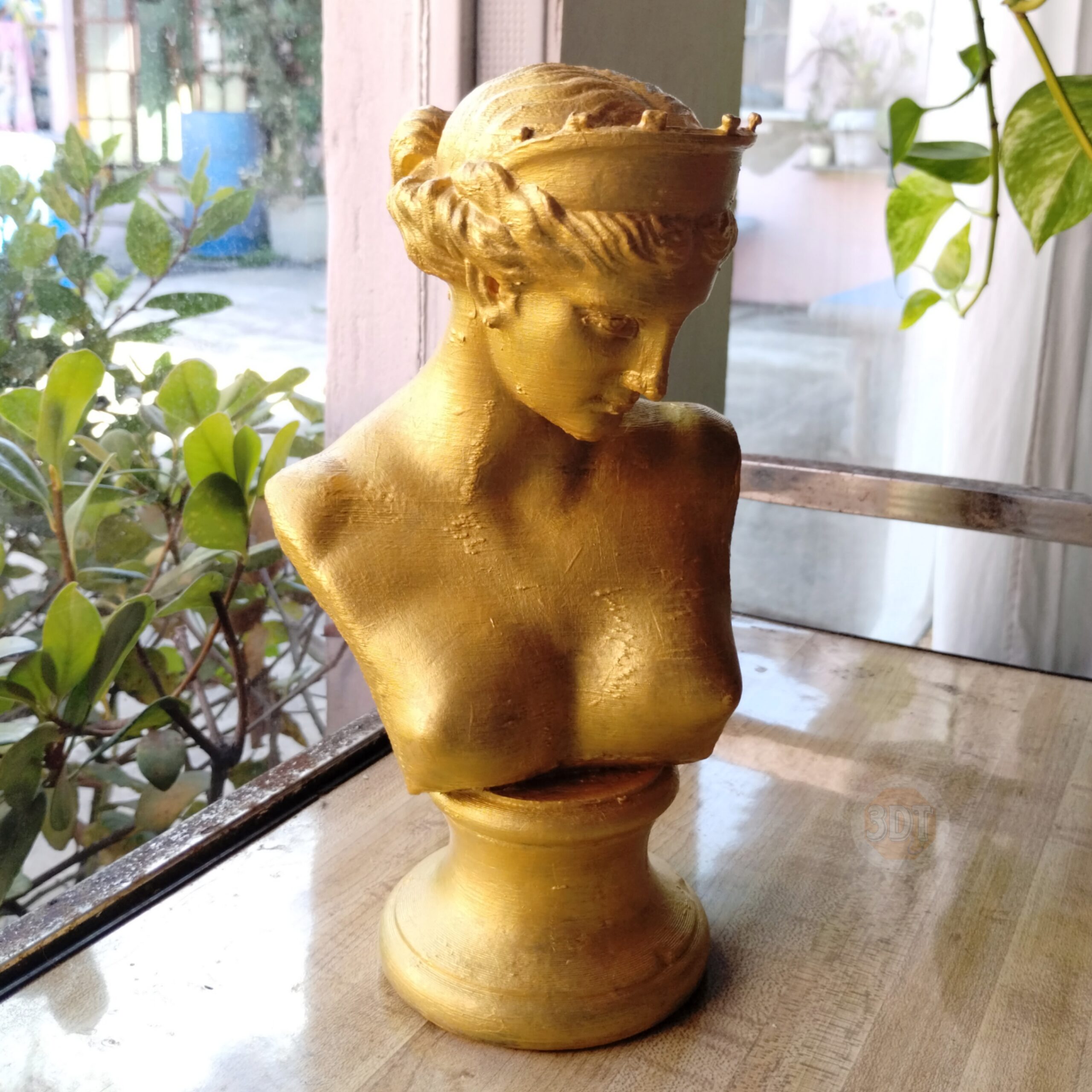Estatua Venus De Capua Símil Dorada Clásica Romana Busto 3d - Image 4