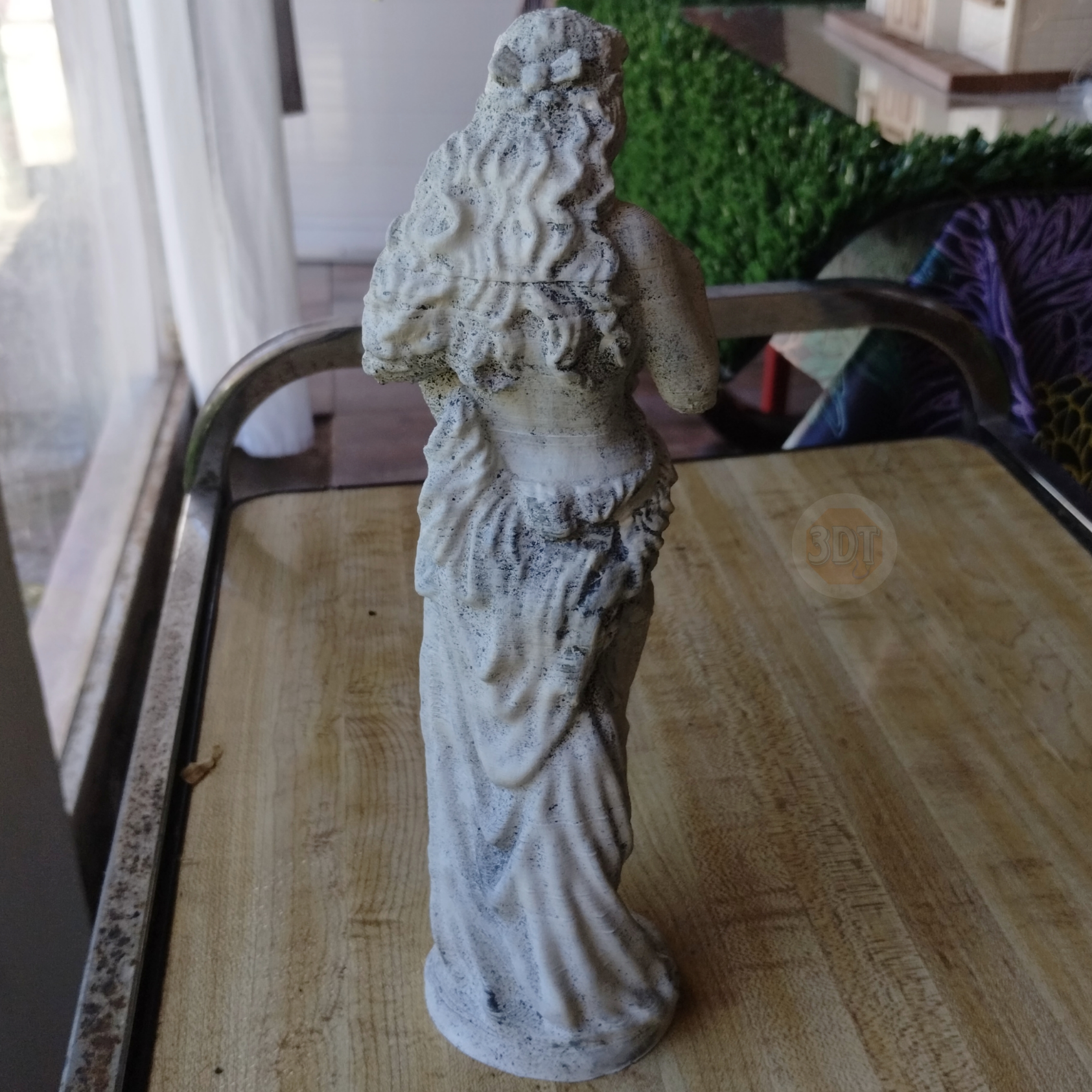 Estatua Figura Tiempo De Primavera Pintada Símil Mármol Deco - Image 4