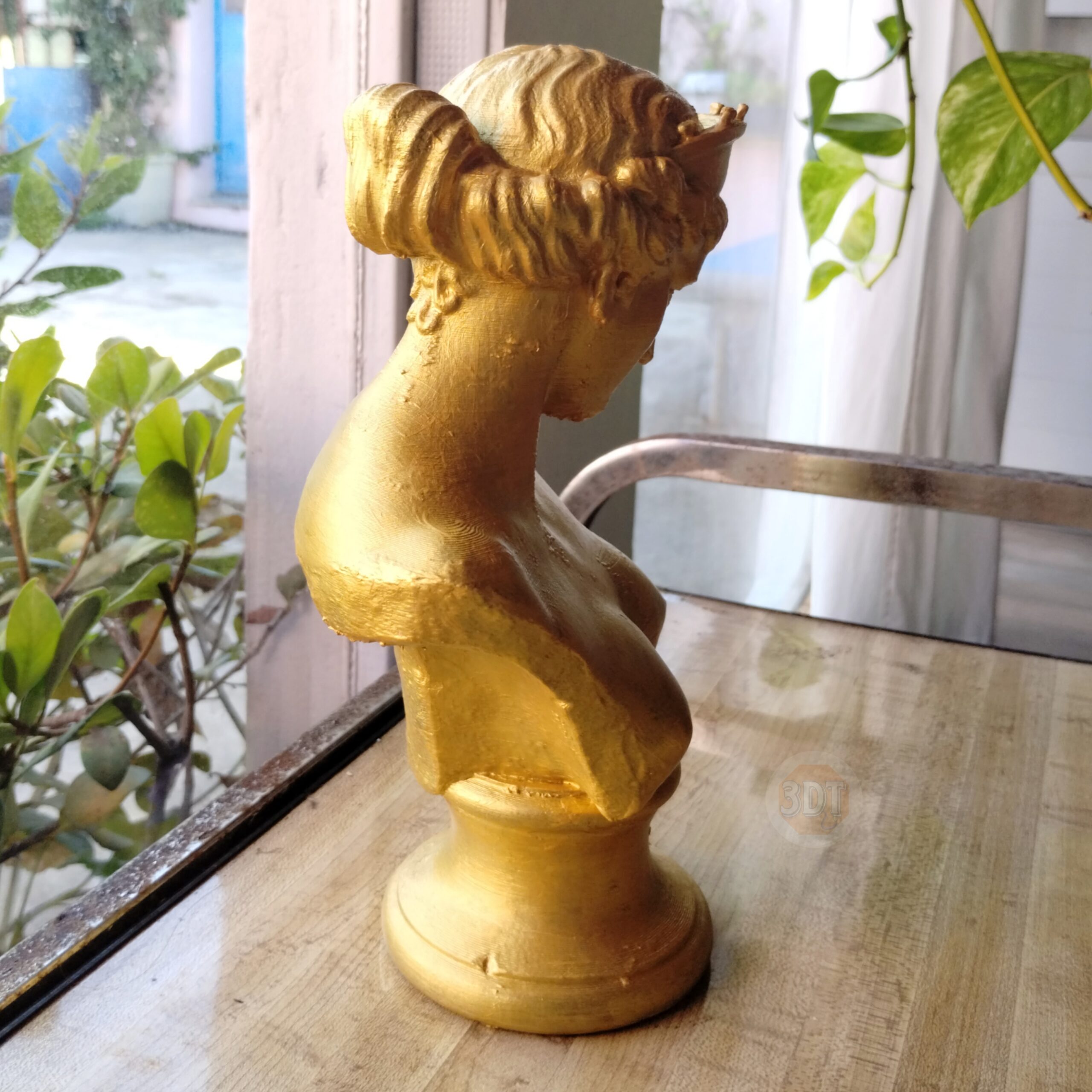 Estatua Venus De Capua Símil Dorada Clásica Romana Busto 3d - Image 5