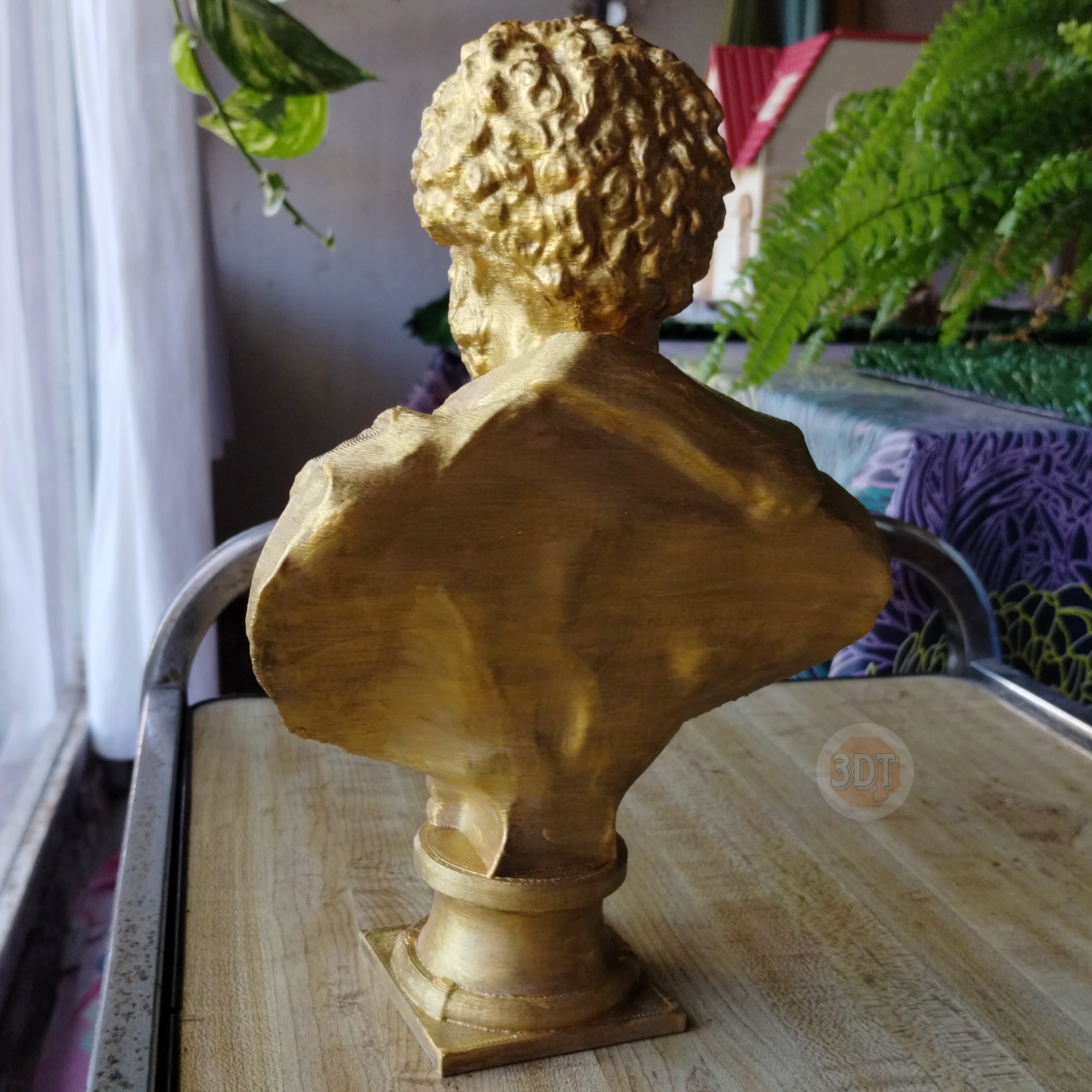 Busto Marco Aurelio Del Louvre Pintado A Mano Dorado Deco - Image 5