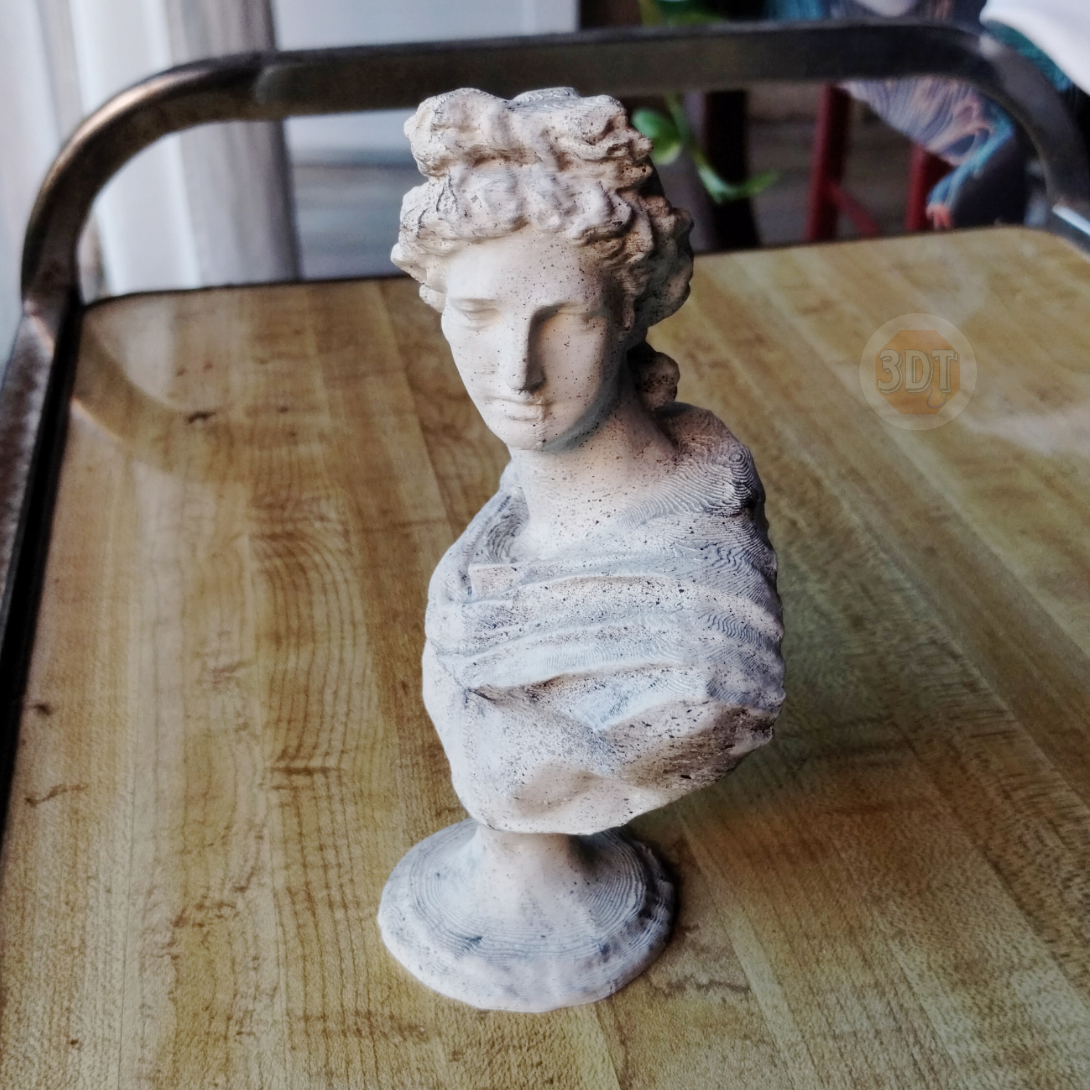Escultura Busto Dios Griego Apolo 15cm Pintado Símil Mármol - Image 5