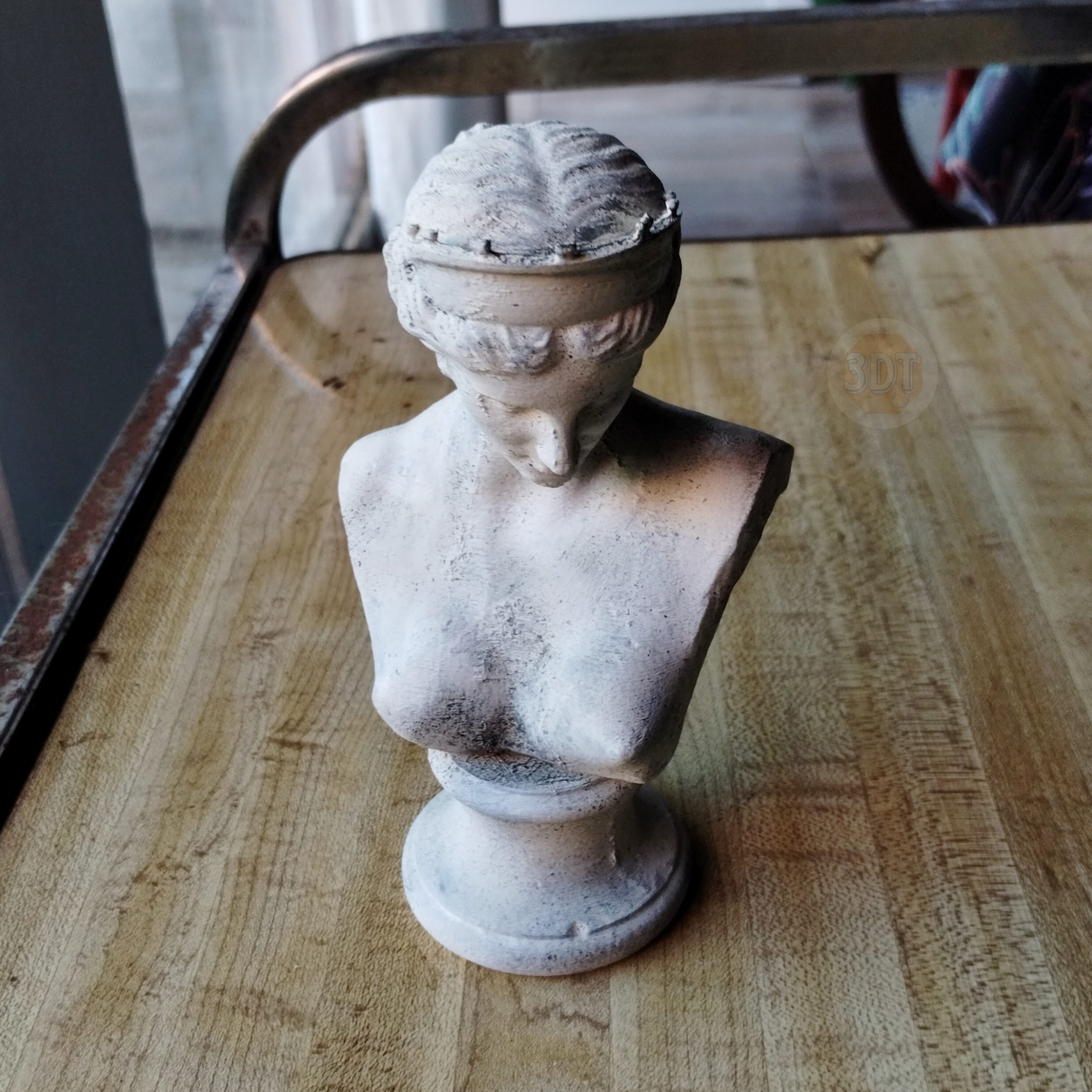 Escultura Busto Venus De Capua 15cm Pintado Símil Mármol 3d - Image 5