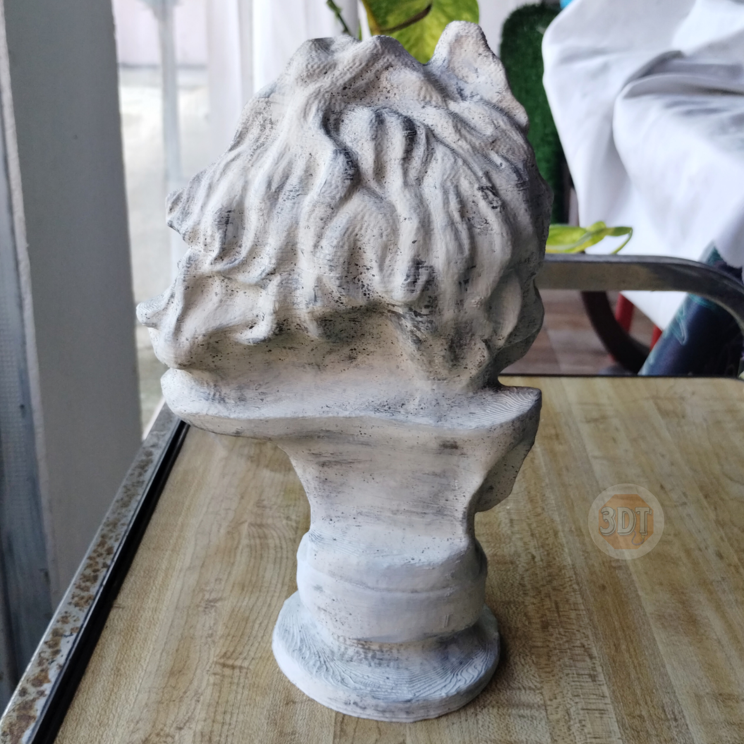 Busto Zeus Dios Griego Pintado Símil Mármol Escultura 3d - Image 5