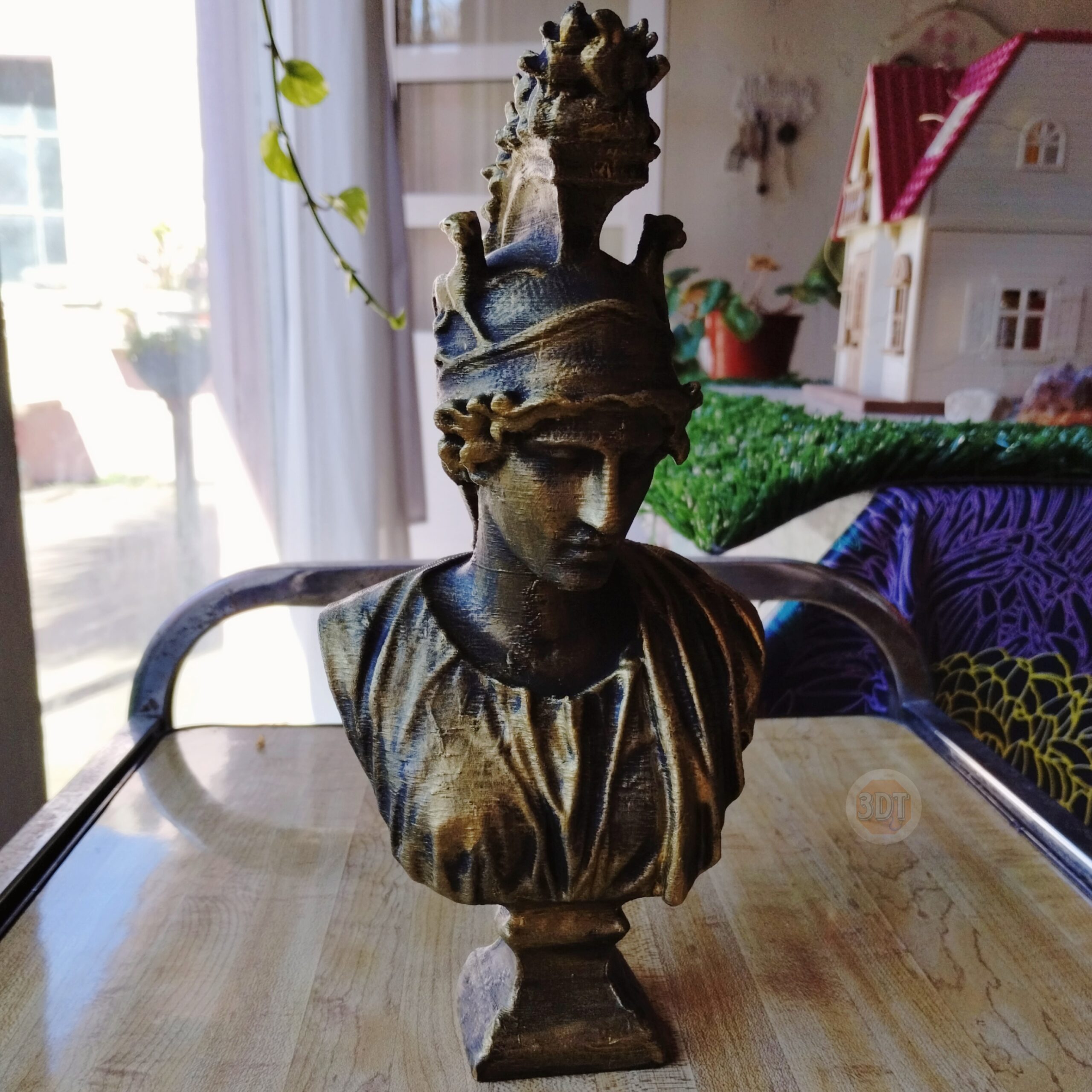 Estatua Clásica Busto La Diosa De Roma Símil Bronce Deco 3d - Image 5