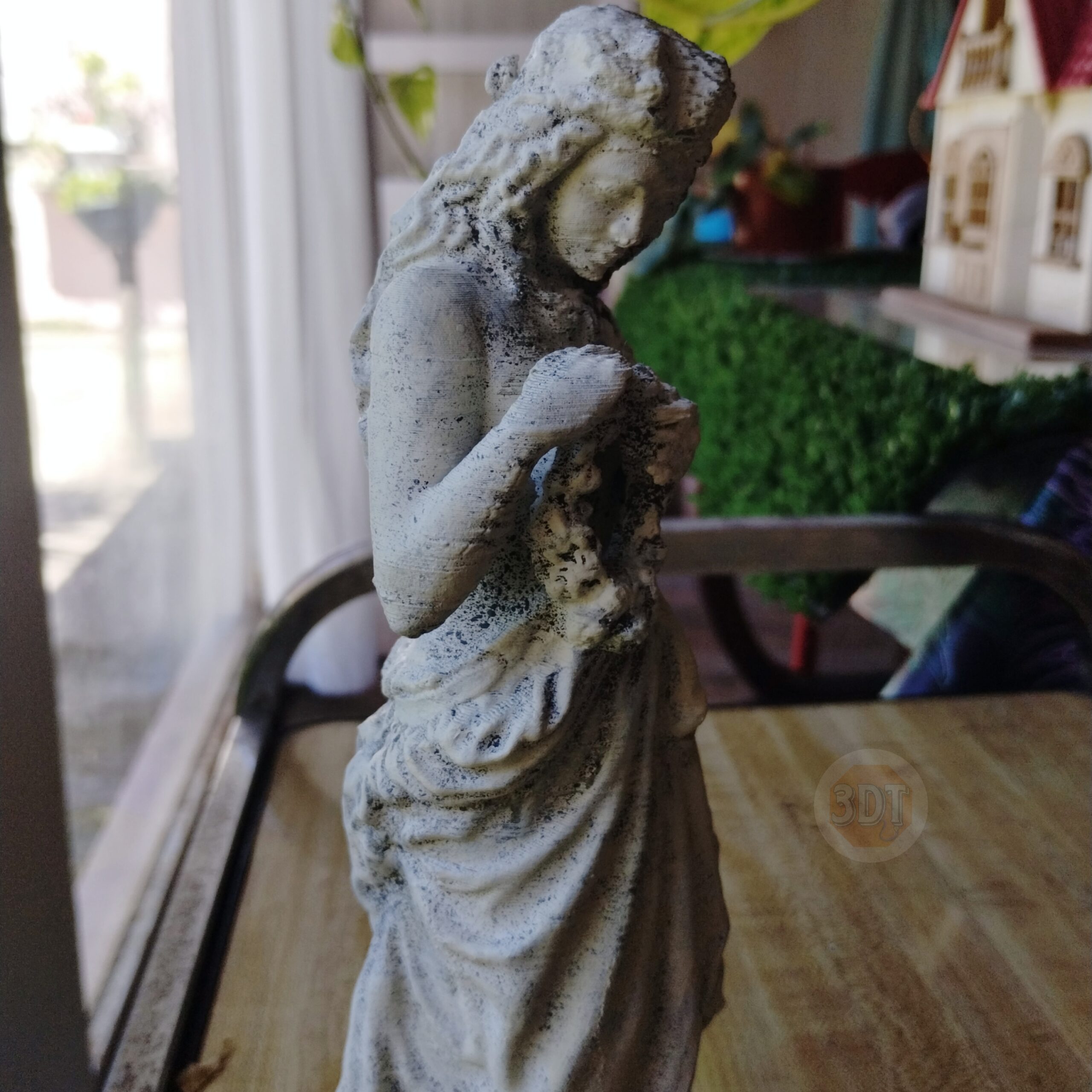 Estatua Figura Tiempo De Primavera Pintada Símil Mármol Deco - Image 6