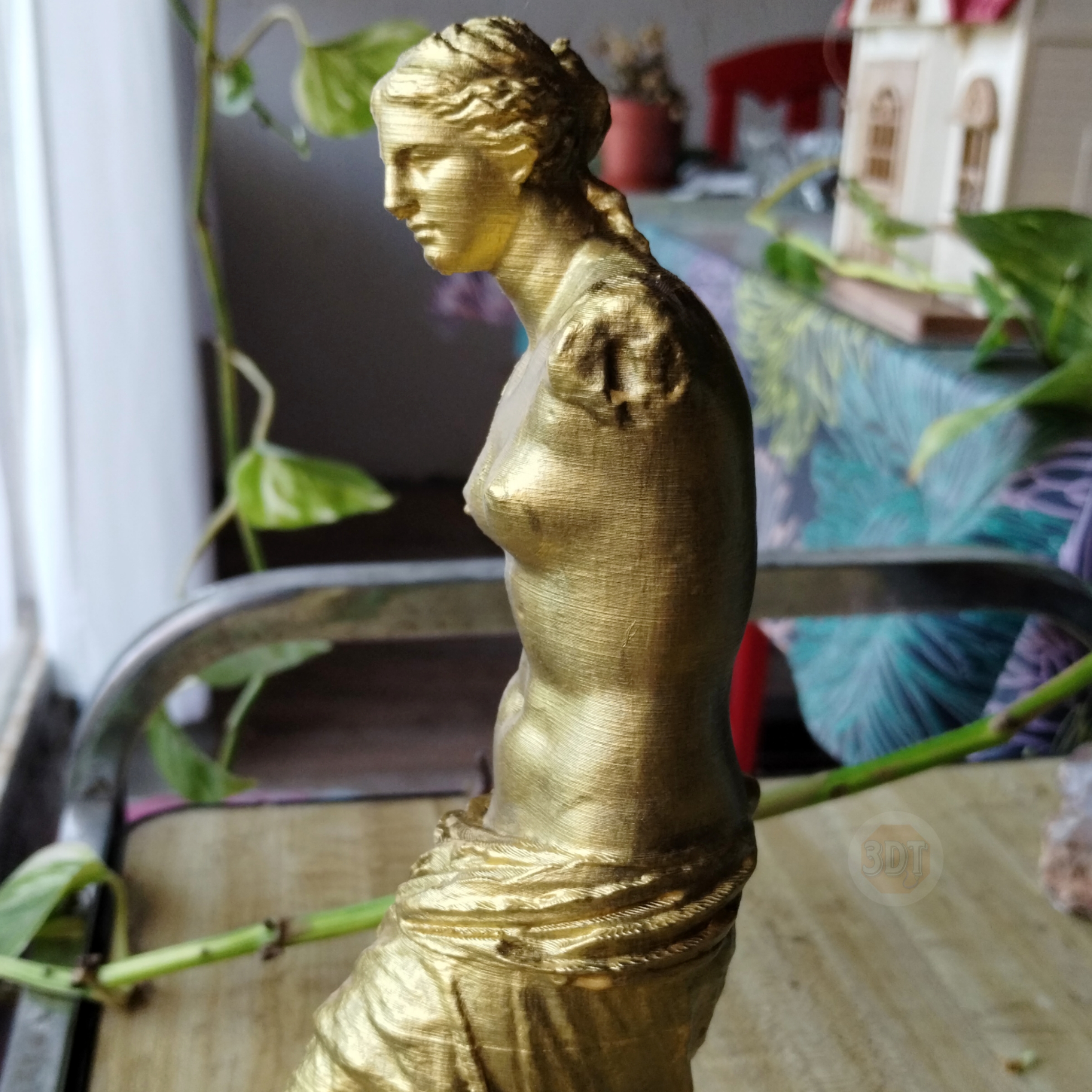 Estatua Venus De Milo Pintada A Mano Dorada Clásica Romana - Image 6