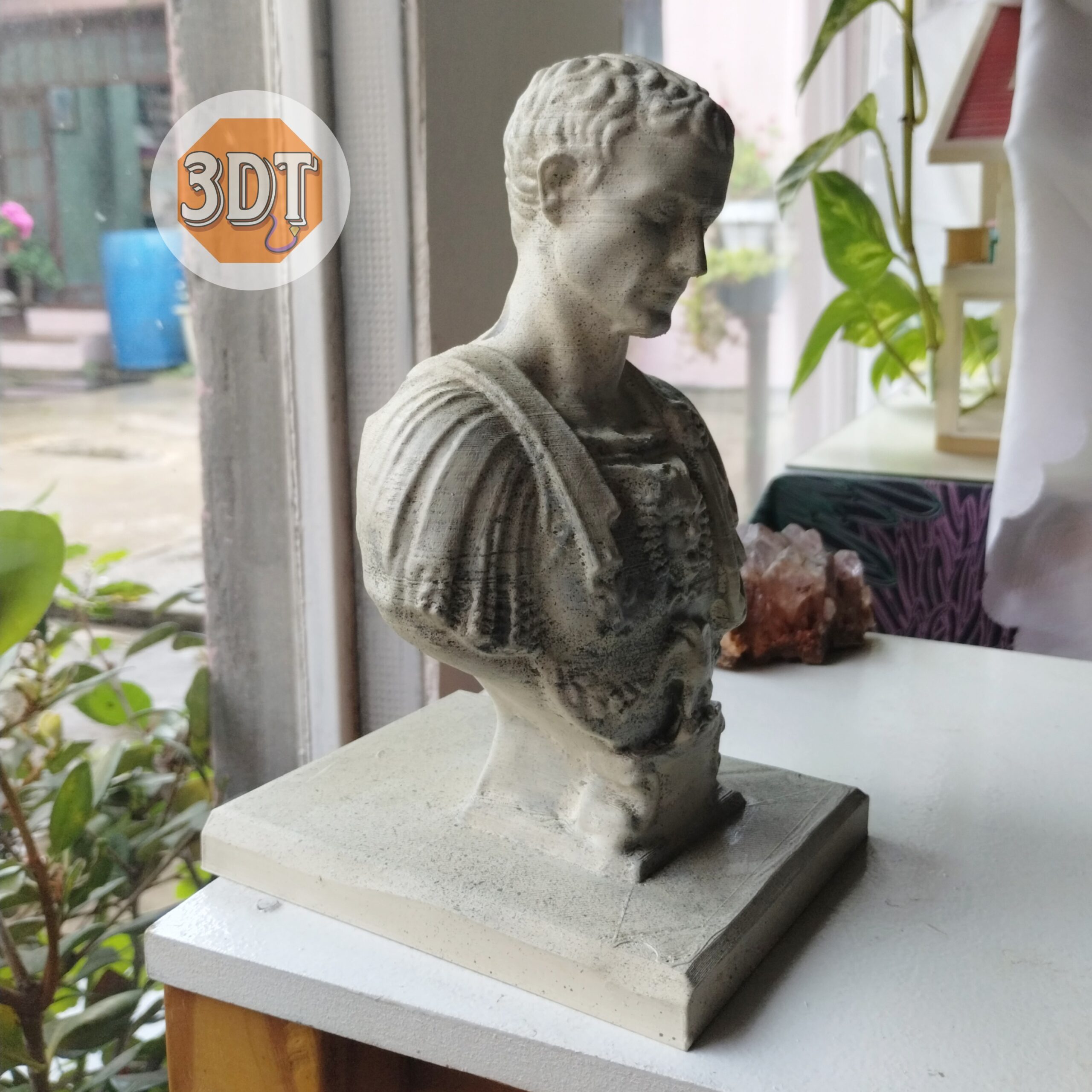 Lapicero Busto Julio César Pintado A Mano Simil Mármol Deco - Image 6
