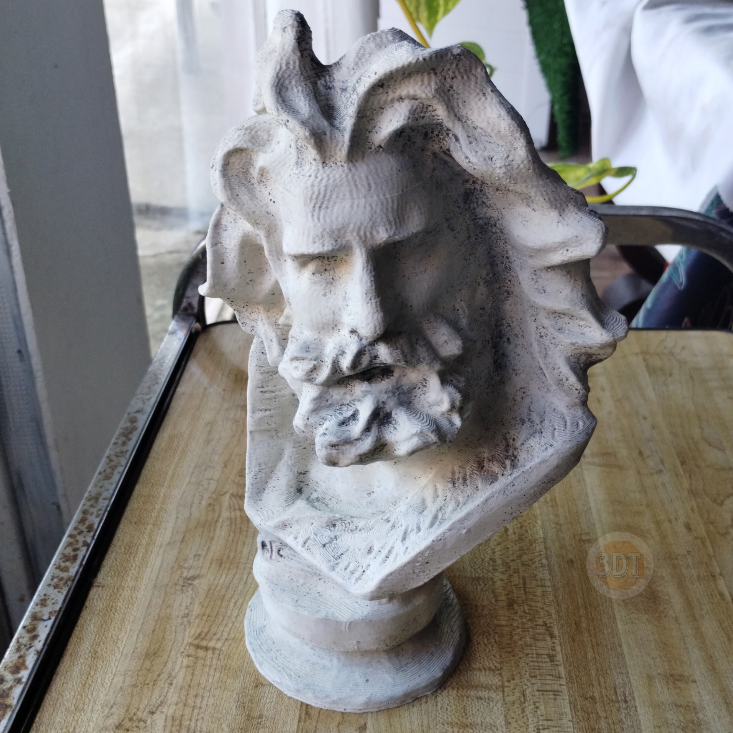 Busto Zeus Dios Griego Pintado Símil Mármol Escultura 3d - Image 6