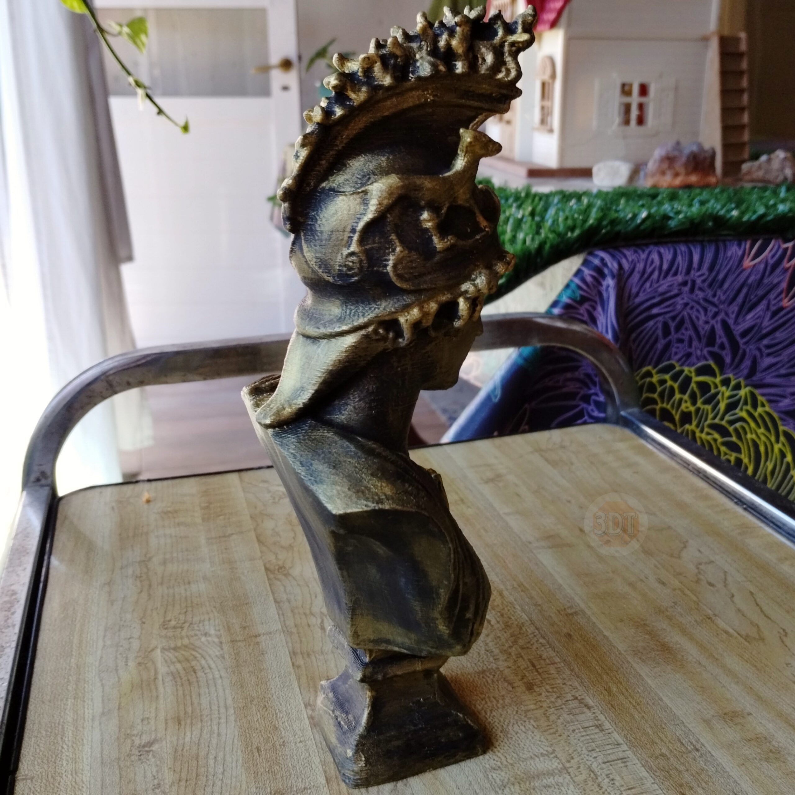 Estatua Clásica Busto La Diosa De Roma Símil Bronce Deco 3d - Image 6