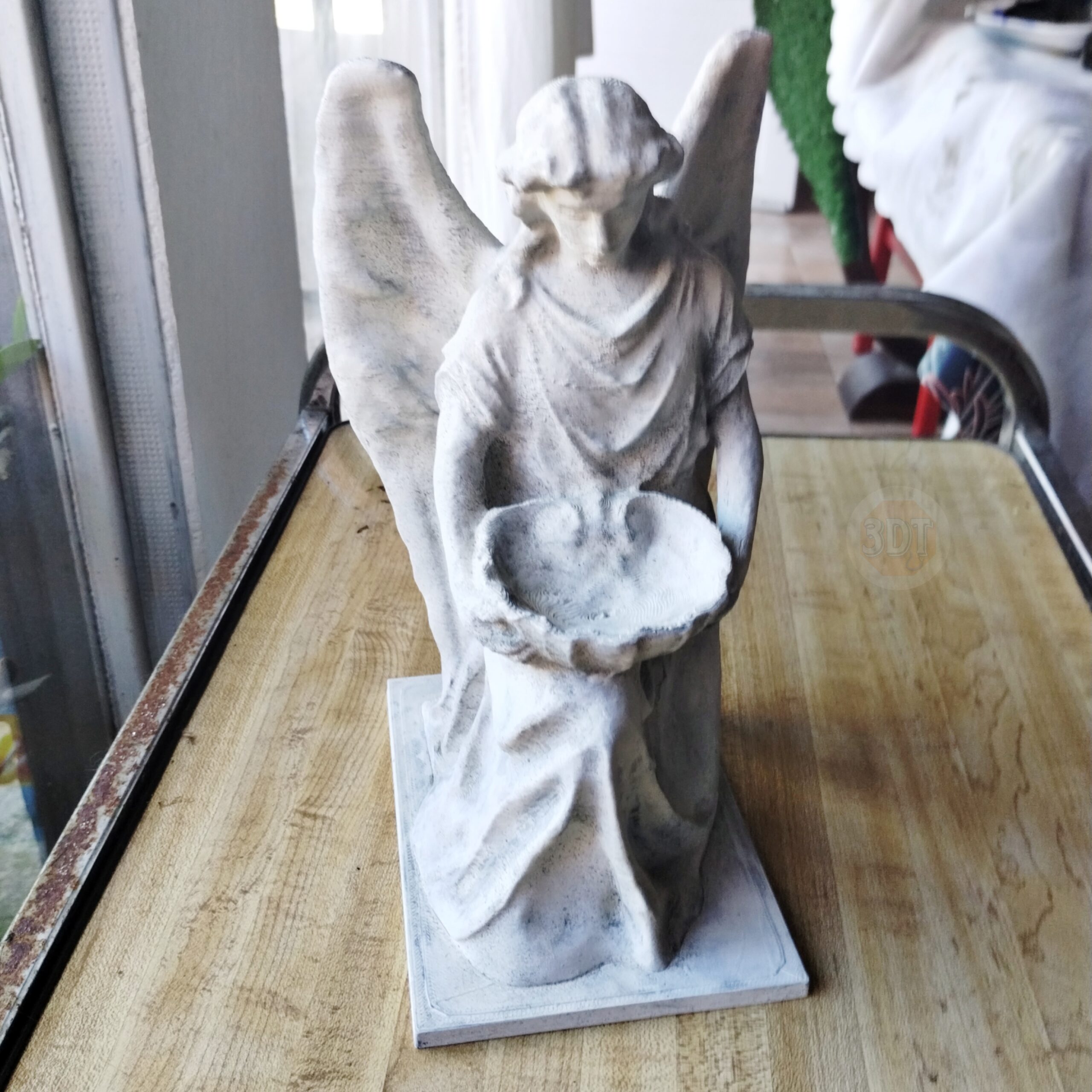 Estatua Ángel De Highgate Símil Mármol Portavelas Vela+pila - Image 8
